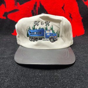 Vintage Genuine Leather Cap. Never Worn. Strap Back. Truck Graphic
